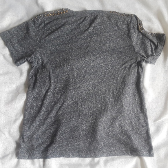 {J. Crew} Small Gray Beaded Shoulder Tee - Picture 5 of 5